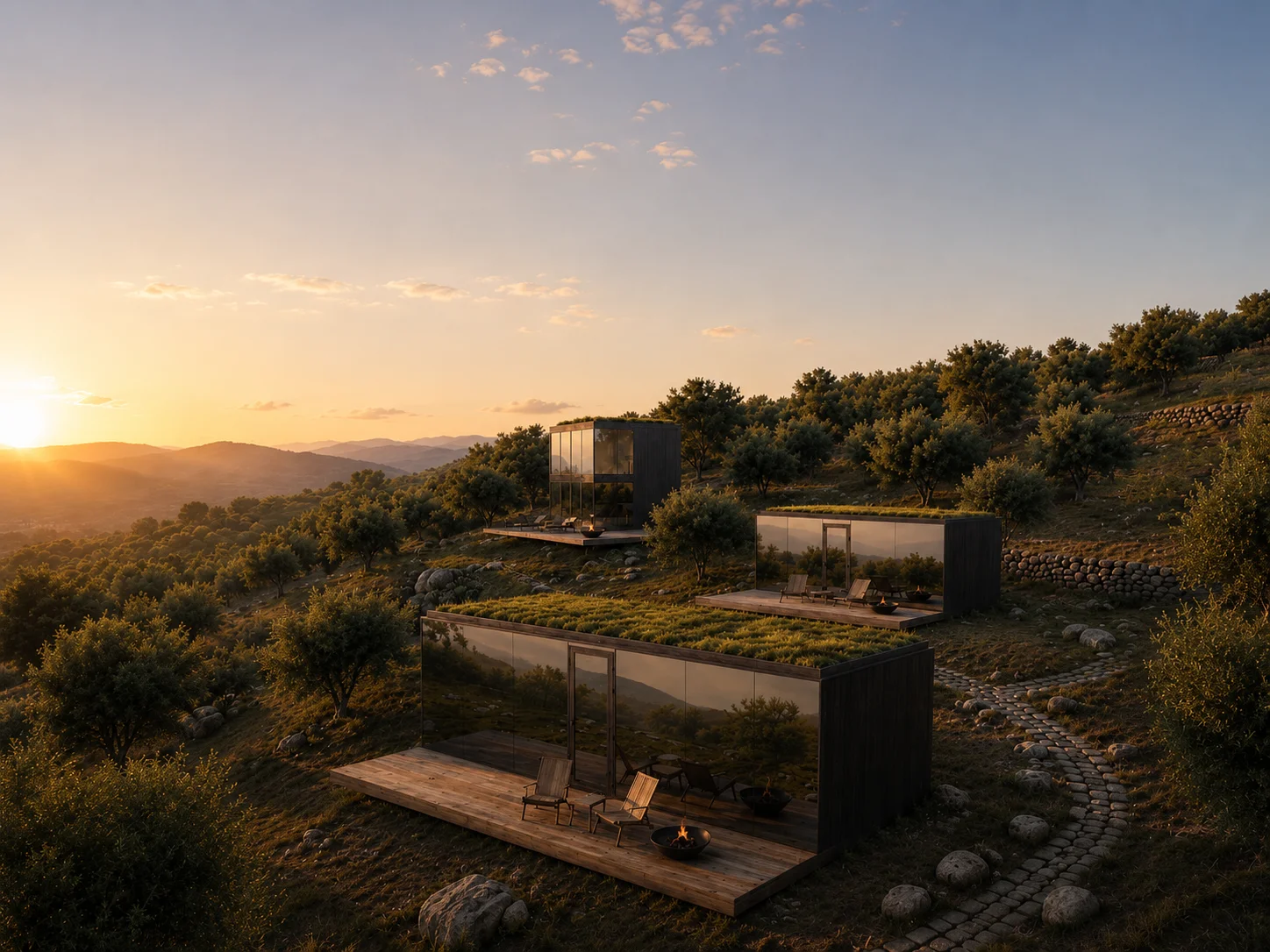 AERA DOMUS mirror lodges in the landscape